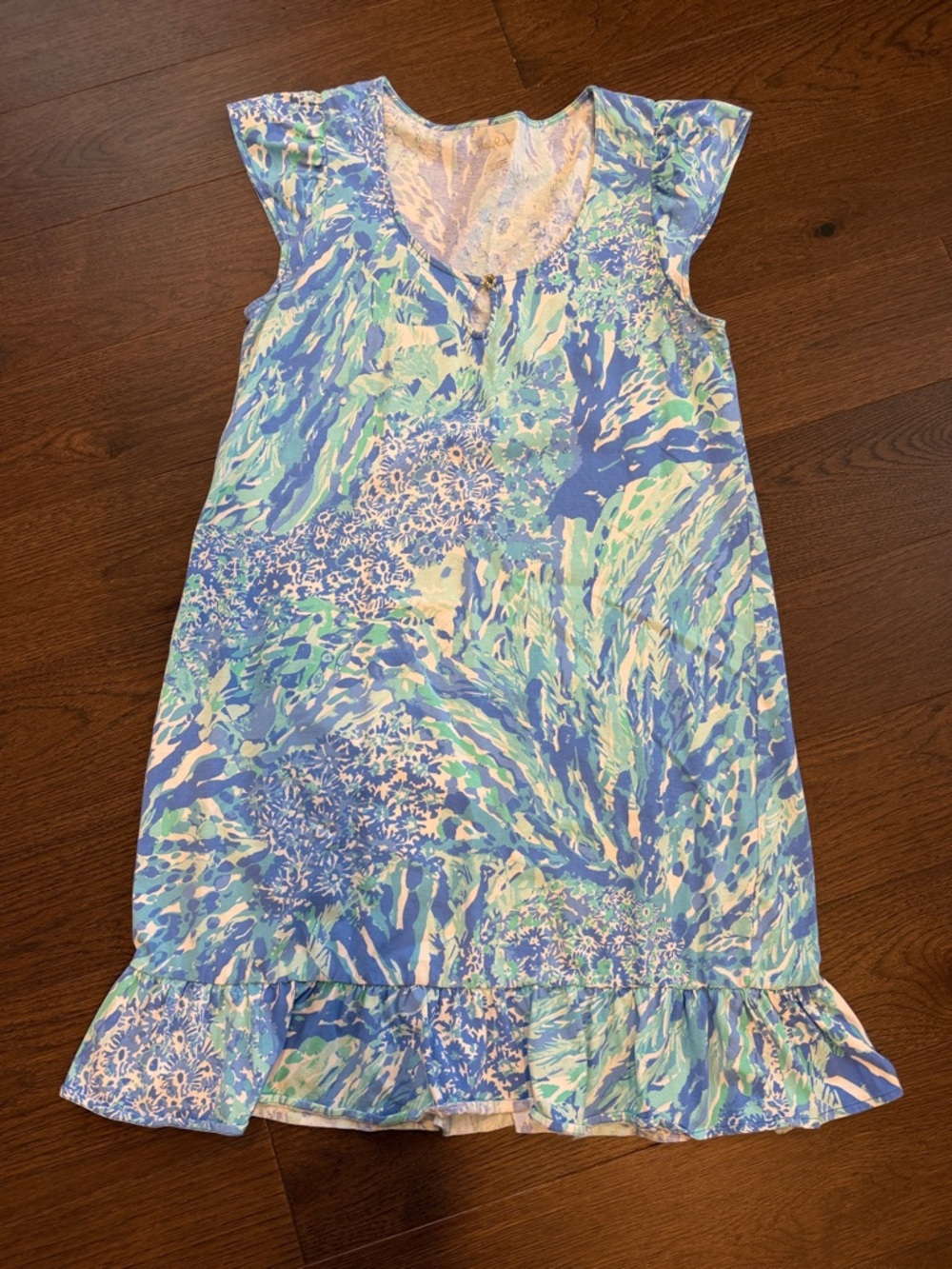 Lilly Pulitzer Rejina Dress in Blue Haven Hey Hey Soleil Medium - C40-027